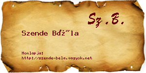 Szende Béla névjegykártya