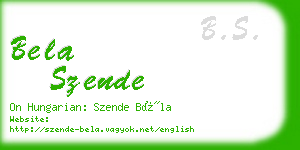 bela szende business card